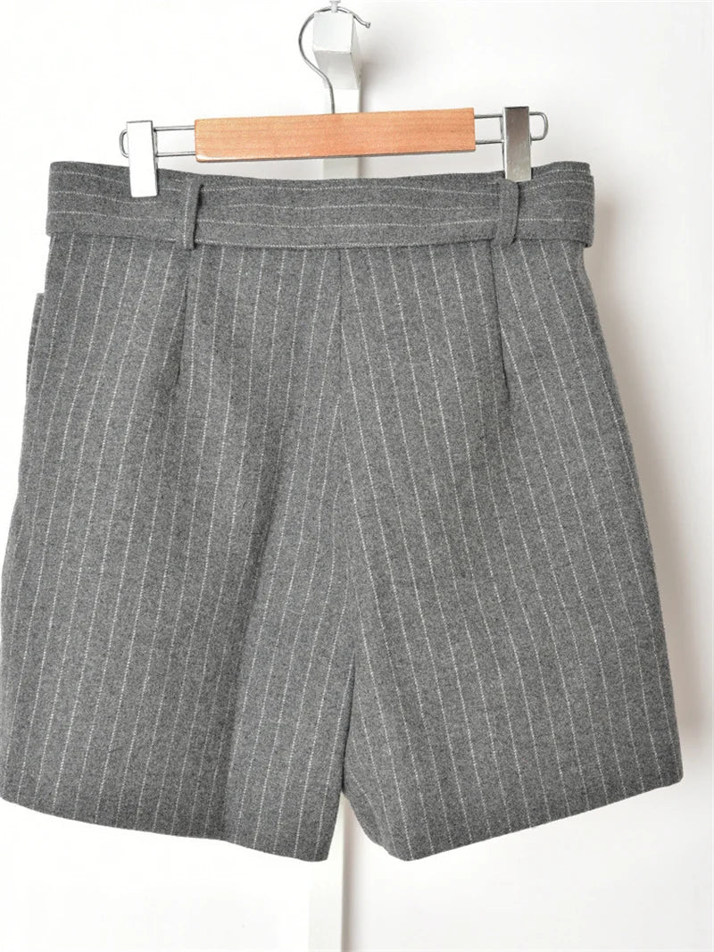 VILZSTUDIOS Stripe Lace-Up Mini Shorts