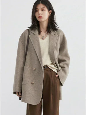 VILZSTUDIOS Chic Woolen Double Breasted Coat