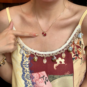 VILZSTUDIOS Luxury Vintage Pomegranate Pendant Necklace Collarbone