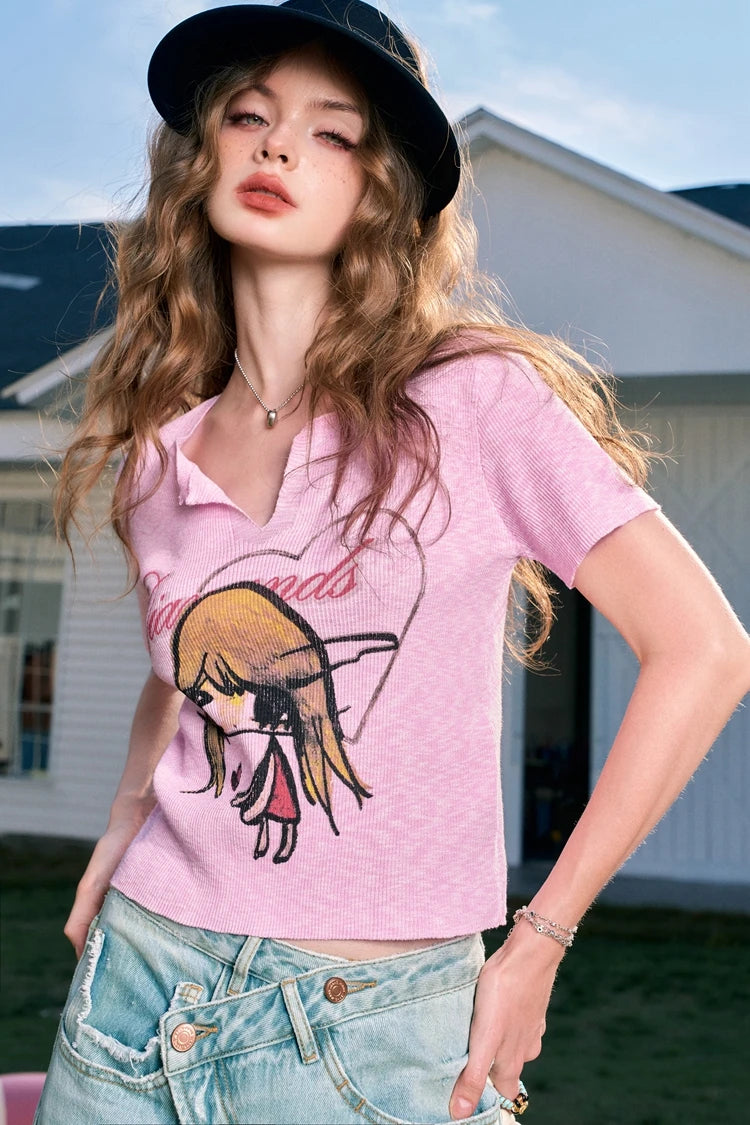 VILZSTUDIOS V-Neck Knitted T-shirt