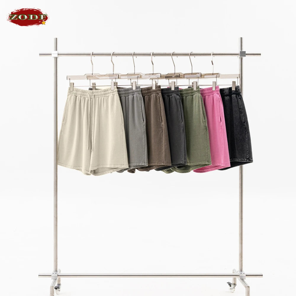 VILZSTUDIOS Retro Distressed Drawstring Cotton Shorts