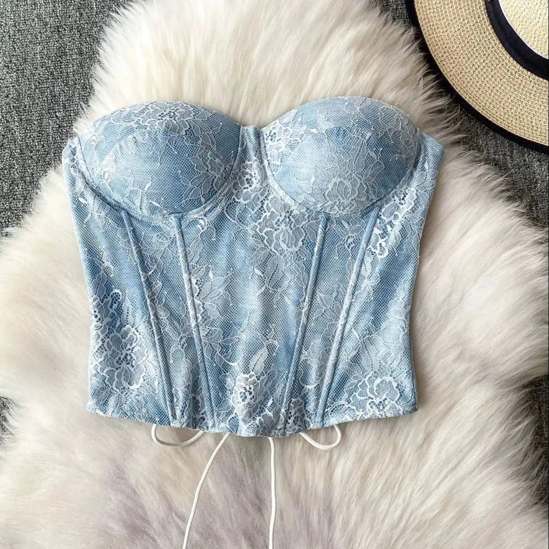 VILZSTUDIOS French Lace Sexy Fishbone Corset Tank