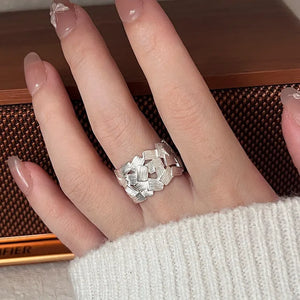 VILZSTUDIOS Geometric Wide Braid Squares Matte Ring