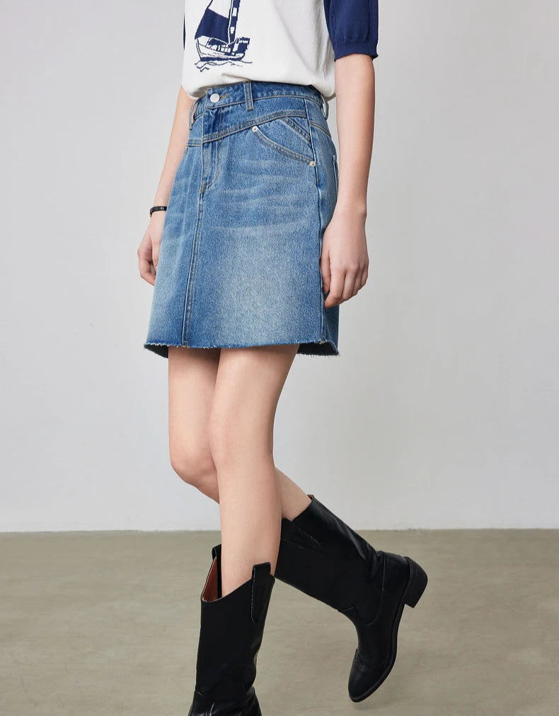 VILZSTUDIOS High Waist A-Line Denim Skirt