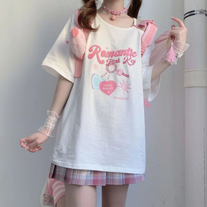 VILZSTUDIOS Sweet Bow Round Neck Romantic T-Shirt
