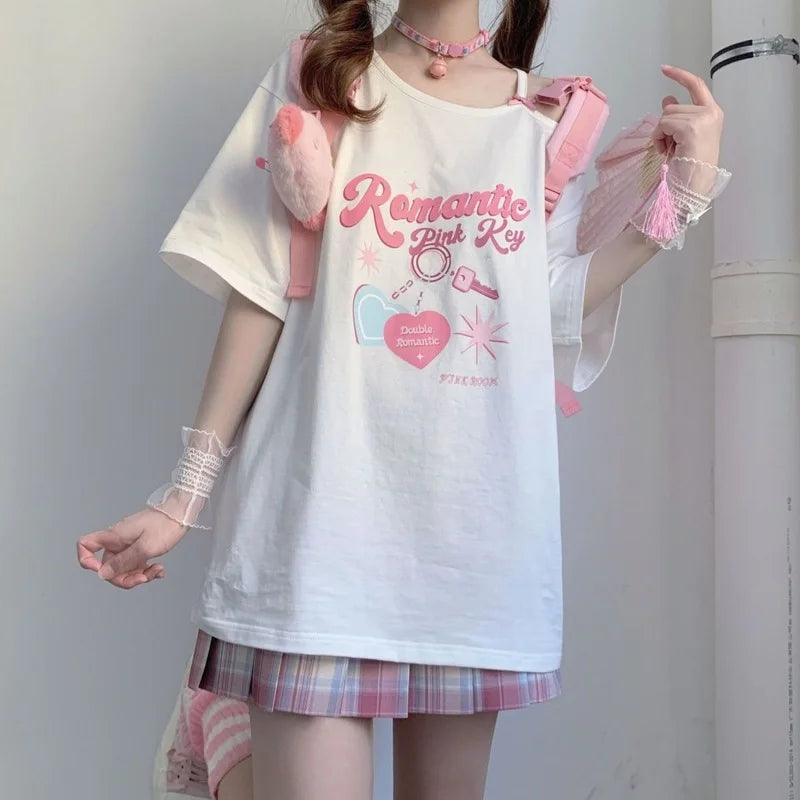 VILZSTUDIOS Sweet Bow Round Neck Romantic T-Shirt