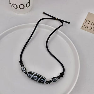 VILZSTUDIOS Adjustable Tibetan Onyx 3 Eyes Pendant Necklace