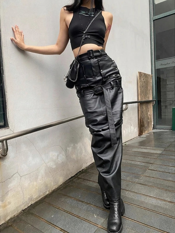 Luxury PU Leather Maxi Skirt
