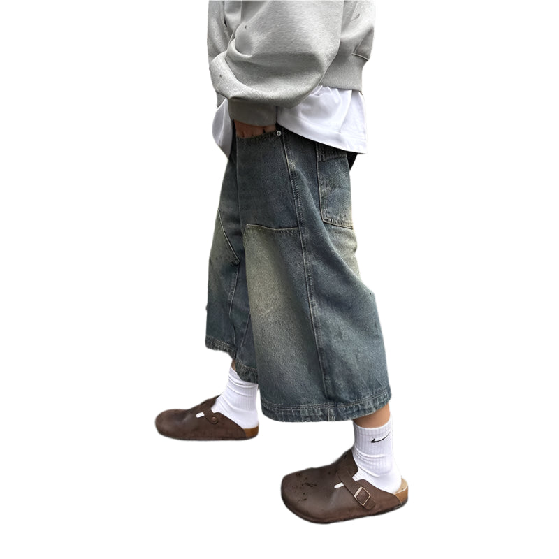 VILZSTUDIOS Vintage Blue Baggy Gothic Oversized Jorts
