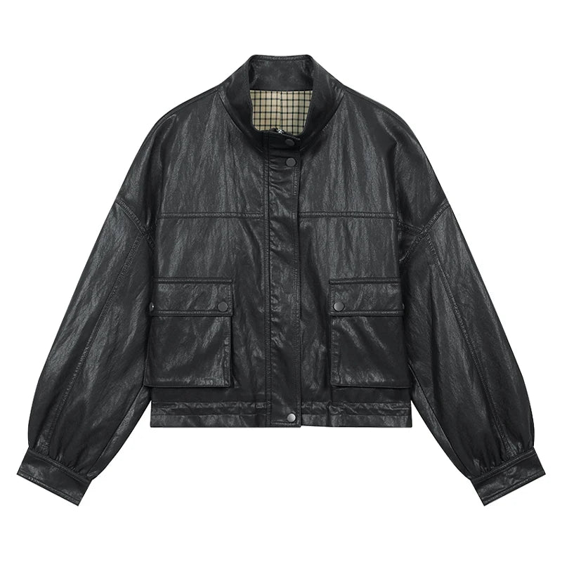 VILZSTUDIOS Streetwear Short Leather Jacket