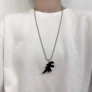 VILZSTUDIOS Black Cartoon Dinosaur Pendant Necklace