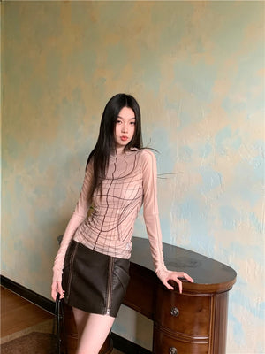 VILZSTUDIOS Stylish Mesh Long Sleeve Top