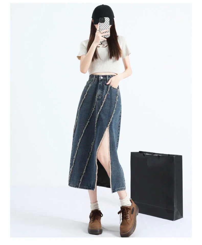 VILZSTUDIOS Chic Irregular High Waist Midi Skirt