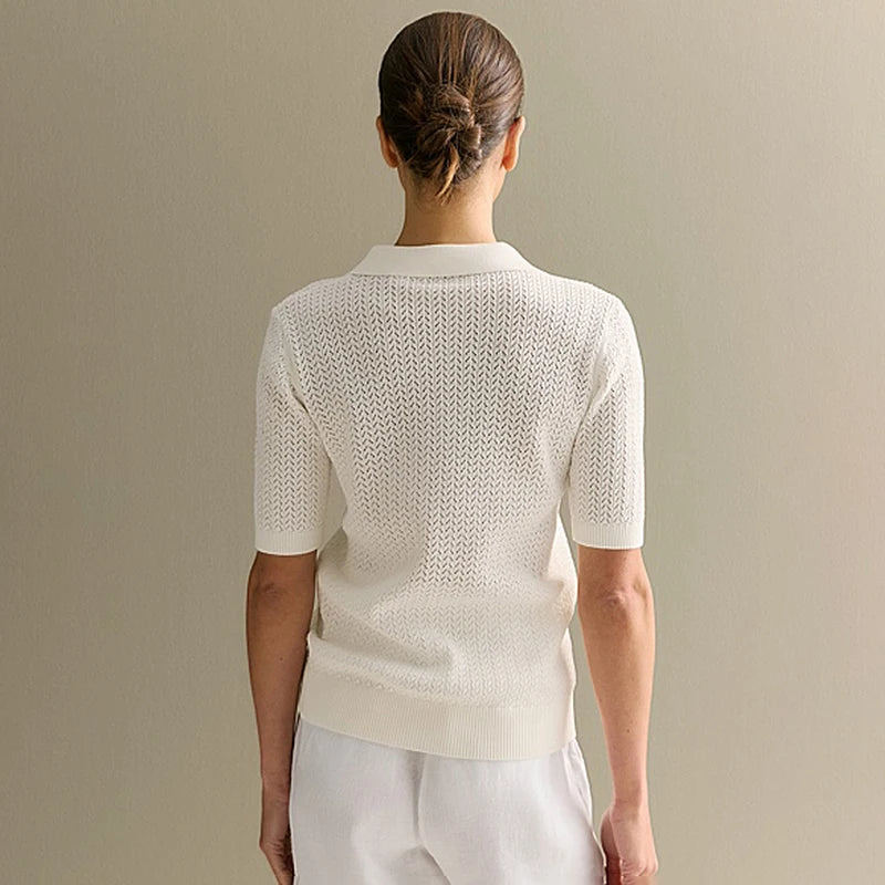 VILZSTUDIOS Casual Short Sleeve Knitted T-shirt