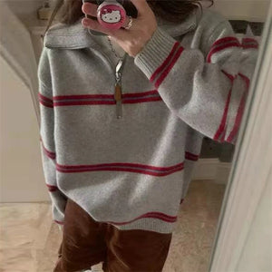 VILZSTUDIOS Casual Wool Striped Sweater
