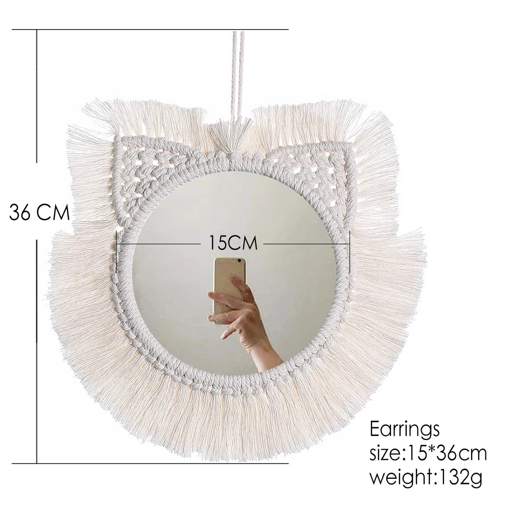VILZSTUDIOS Macrame Mirror Wall Decoration Boho Home Decor Mirrors for Bedroom Wall Mirrors for Living Room Baby Room Decoration Nursery