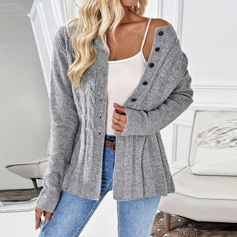 VILZSTUDIOS Stylish Gray Knitted Cardigan