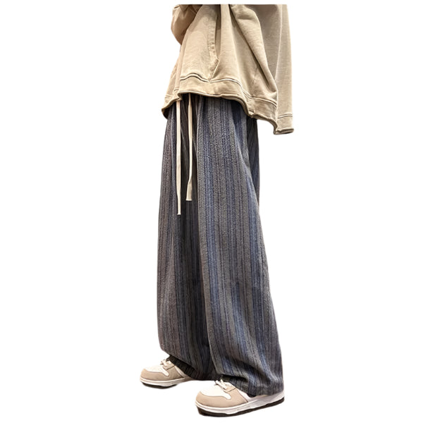 Wide Leg Stripe Casual Drawstring Pants