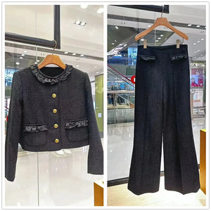 VILZSTUDIOS Chic Tweed Jacket and Pants Sets