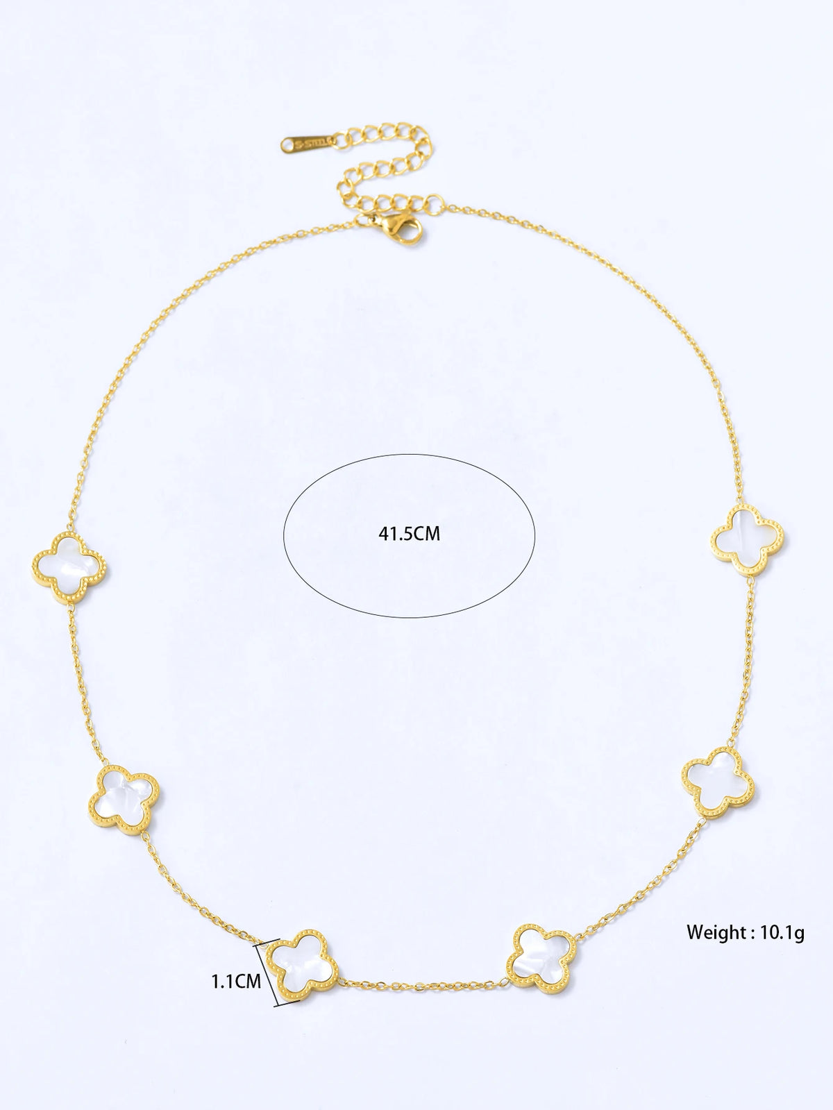 VILZSTUDIOS Elegant Stainless Steel Four-Leaf Clover Necklace