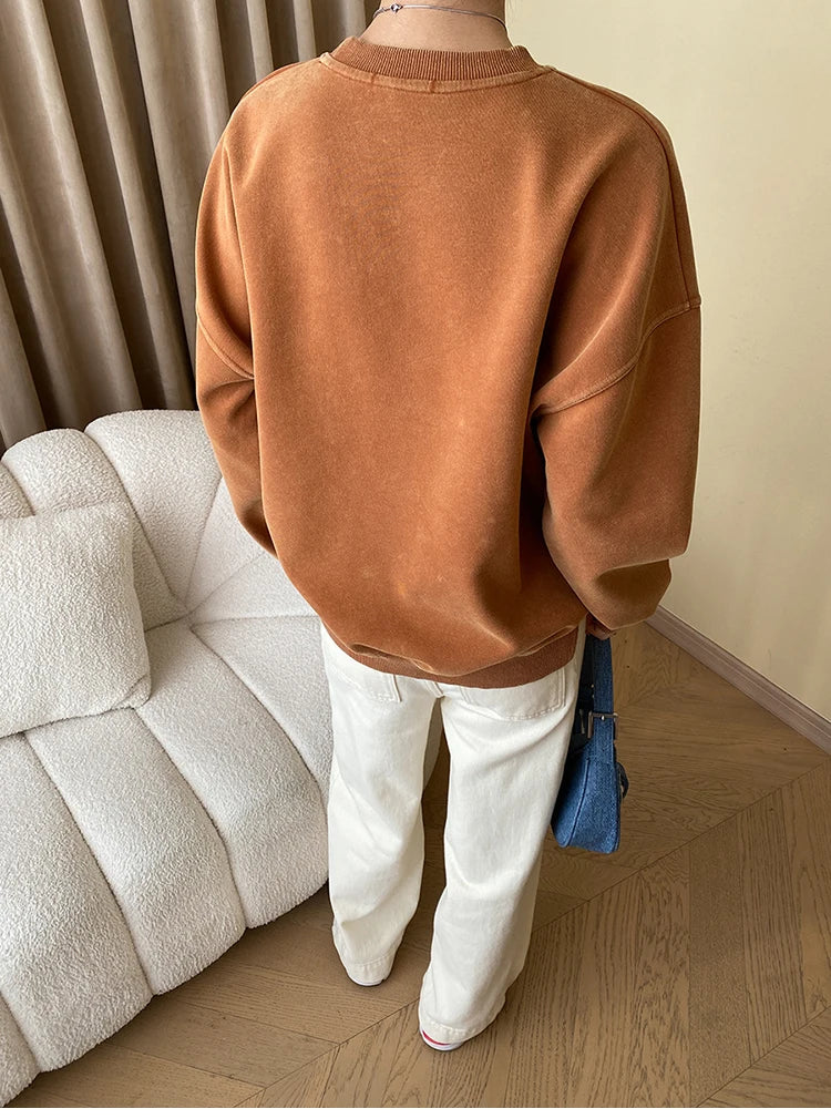 VILZSTUDIOS Cozy American Washed Print Sweater
