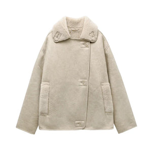 VILZSTUDIOS Chic Vintage Leather Lapel Jacket