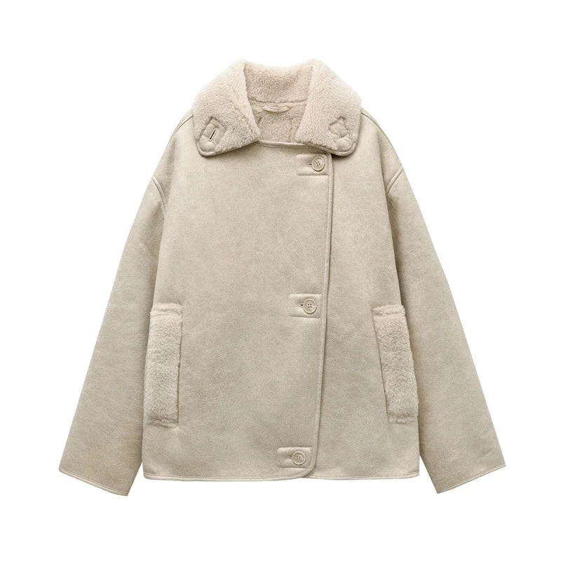 VILZSTUDIOS Chic Vintage Leather Lapel Jacket