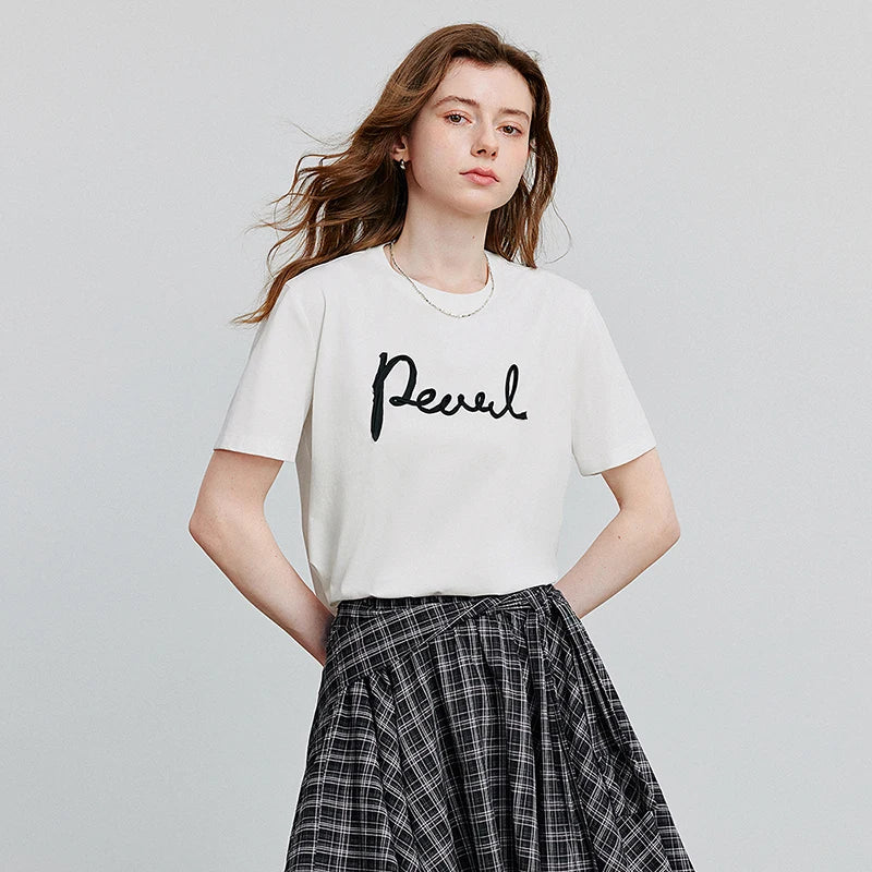 VILZSTUDIOS Comfortable Letter Print Round Neck T-Shirt