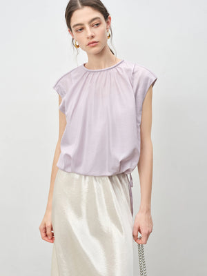 VILZSTUDIOS Luxury French Inspired Sleeveless Satin Blouse