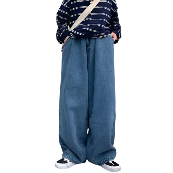 Schwarze Baggy-Jeans mit weitem Bein