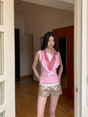 VILZSTUDIOS Pink Layered Sleeveless Blouse
