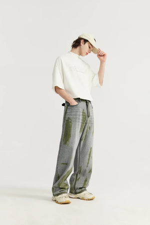 VILZSTUDIOS Hand-Painted Wide Leg Denim Jeans