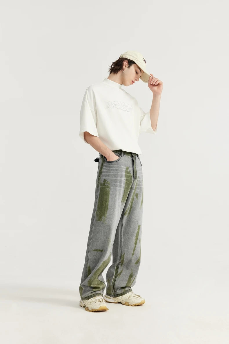 VILZSTUDIOS Hand-Painted Wide Leg Denim Jeans