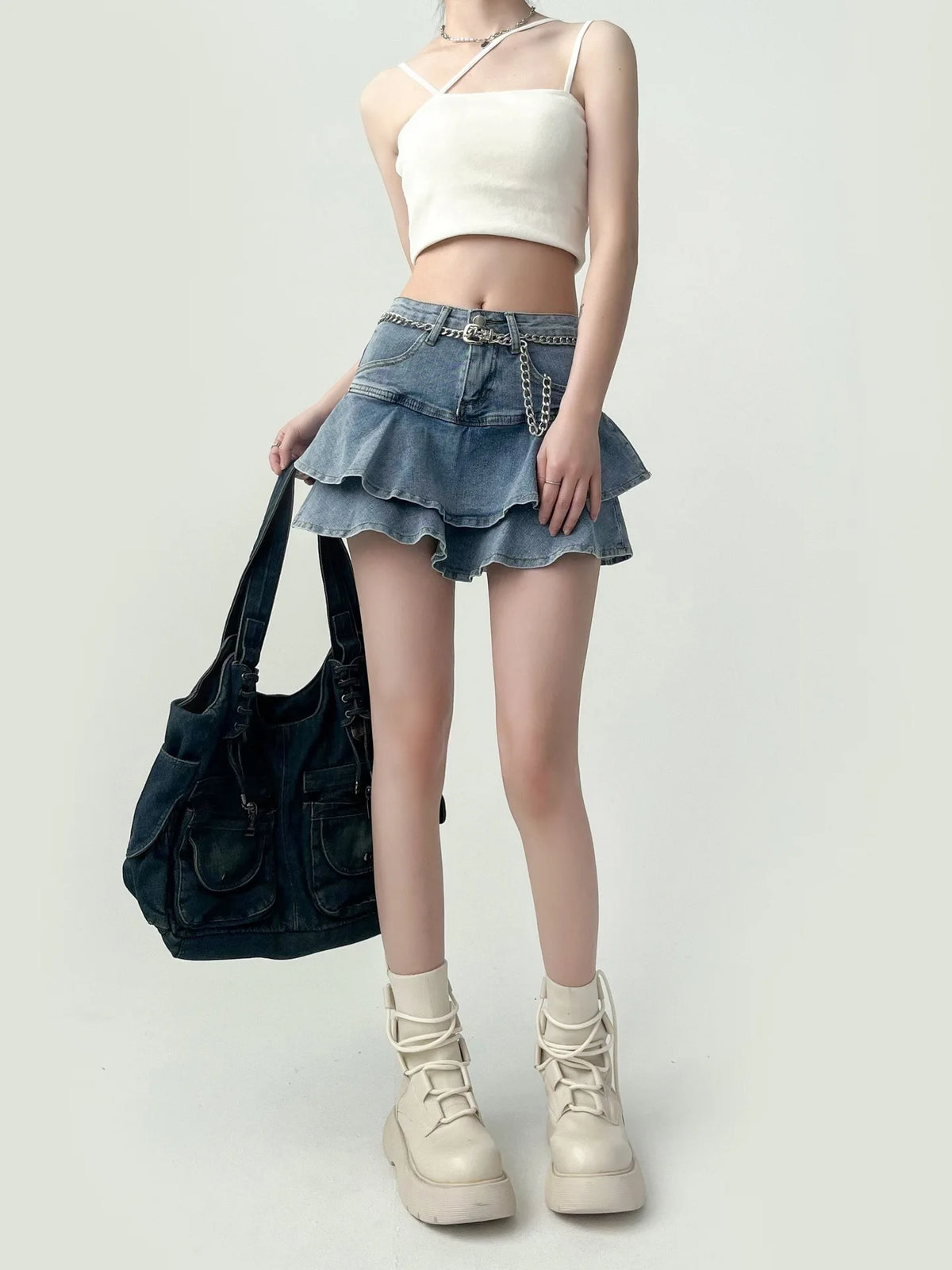 VILZSTUDIOS Spice Girls High Waist Mini Denim Skirt
