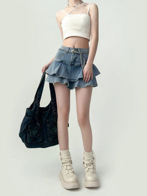 VILZSTUDIOS Spice Girls High Waist Mini Denim Skirt