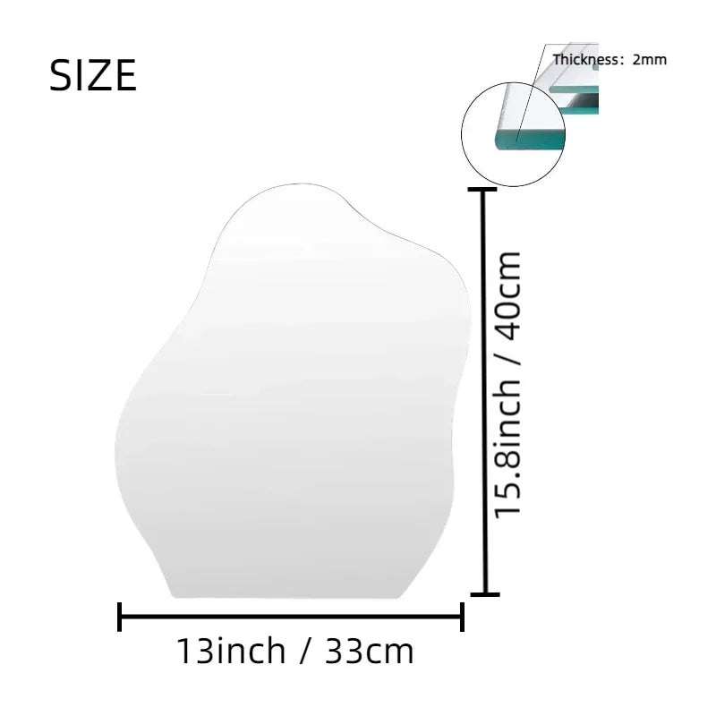VILZSTUDIOS High Definition Acrylic Irregular Bathroom Mirror Wall Mirror Sticker Anti Shatter Non Glass Living Room Decorative Mirror
