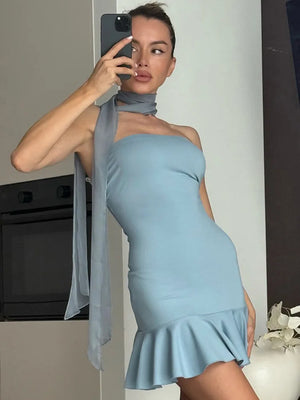 VILZSTUDIOS Sultry Strapless Halter Mini Dress