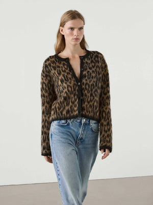 VILZSTUDIOS Vintage Leopard Print Cardigan