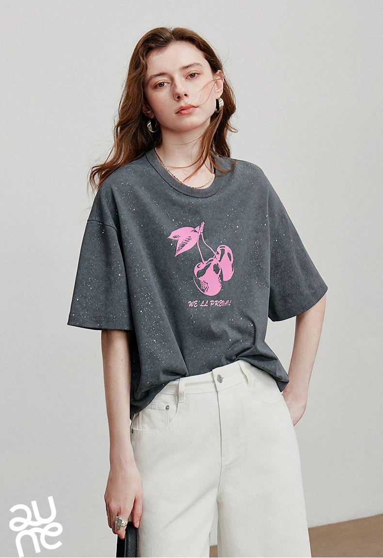 VILZSTUDIOS Cherry Printed Summer T-Shirt