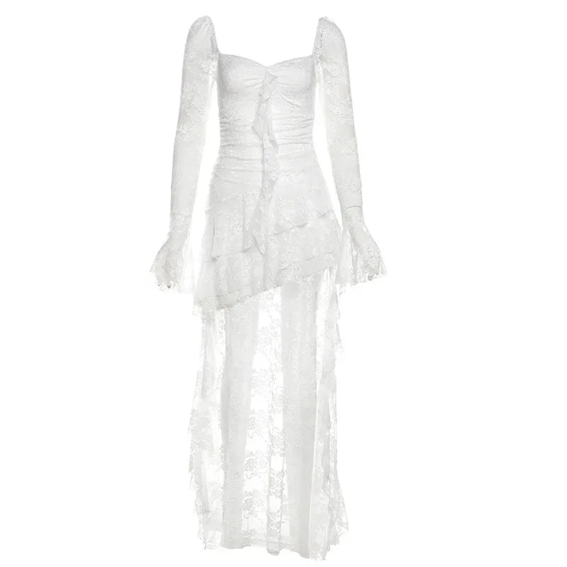 VILZSTUDIOS Lace Flare Sleeve A-line Dress