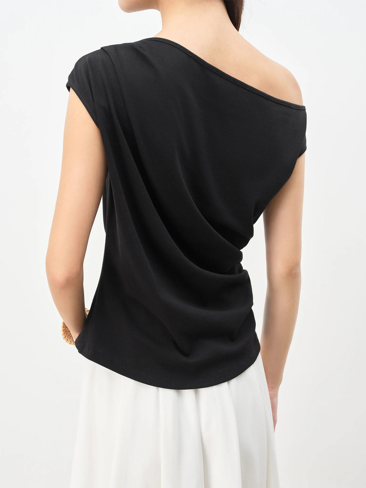 VILZSTUDIOS Off-Shoulder Slim Knit Petite Blouse