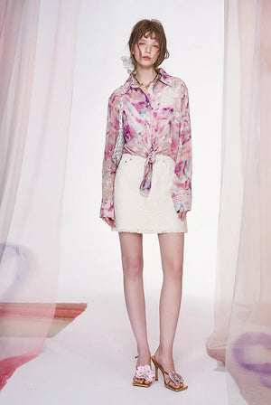 VILZSTUDIOS Retro Floral Chiffon Shirt