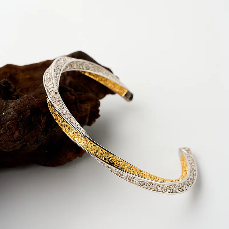 VILZSTUDIOS Golden Flower Vintage Sterling Bracelet