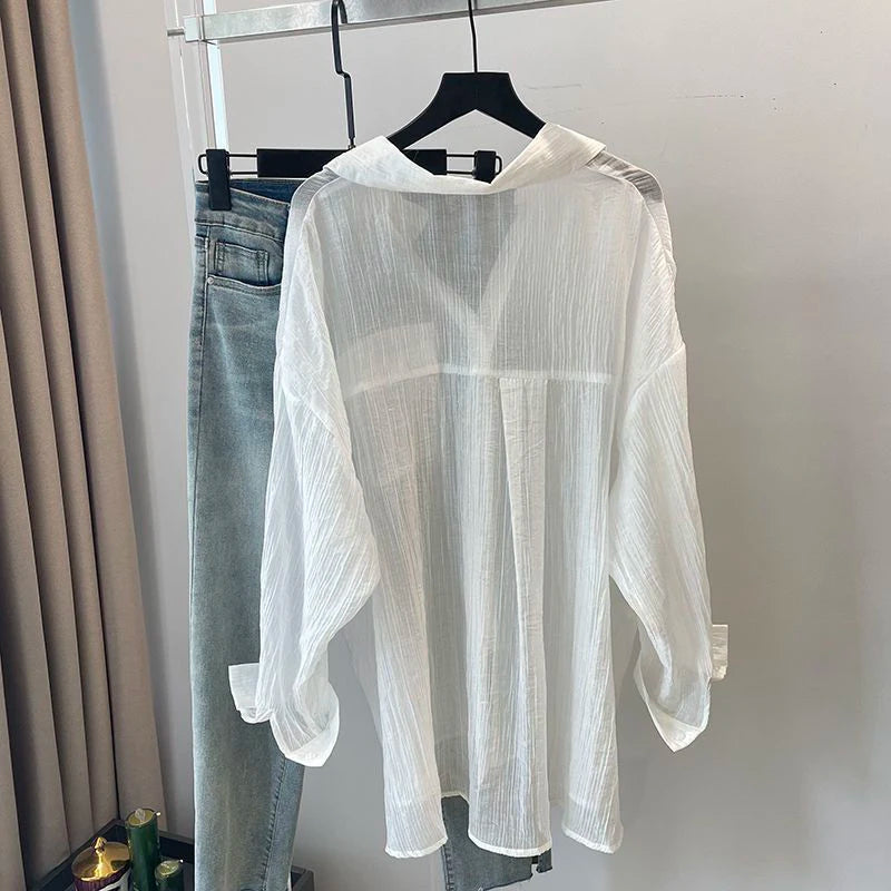 VILZSTUDIOS Lightweight Chiffon Long-Sleeve Shirt