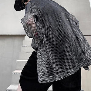 VILZSTUDIOS Y2K Transparent Mesh Casual Shirt