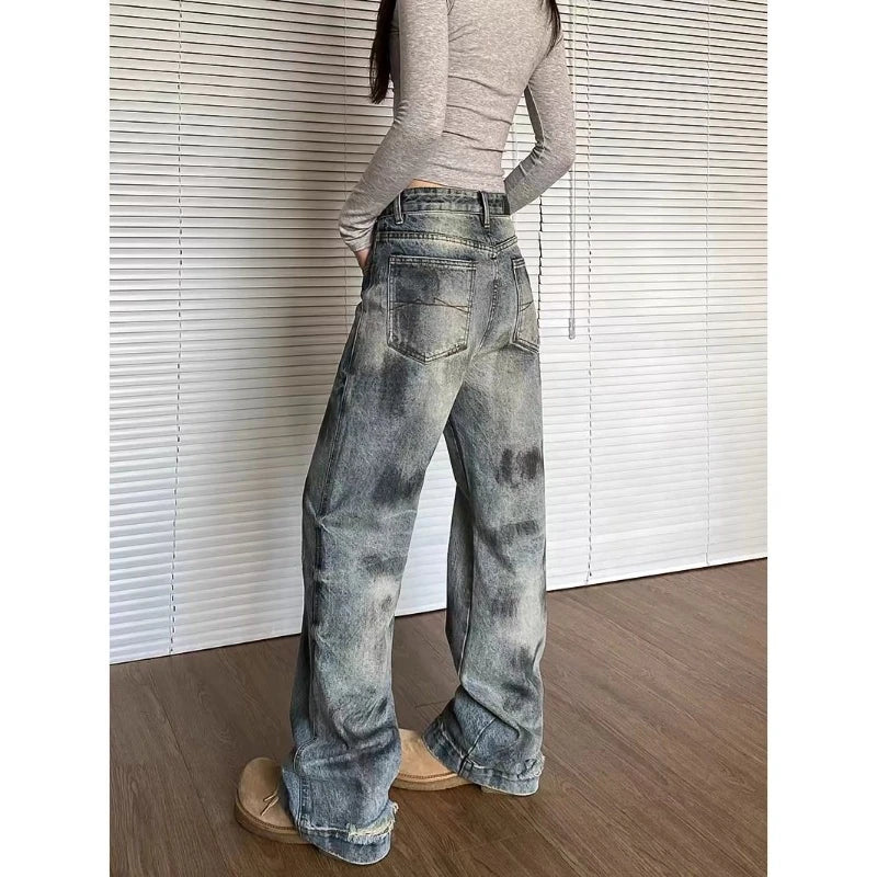 VILZSTUDIOS Vintage American Retro Loose Flared Jeans