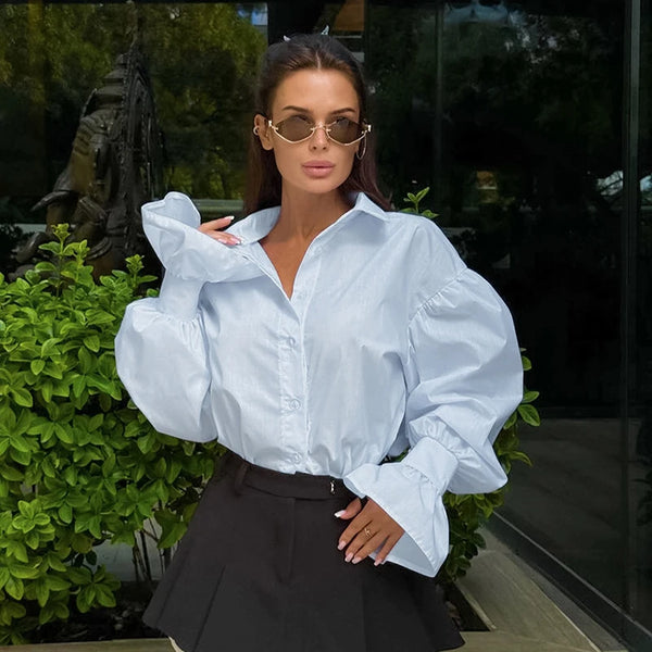 Elegant Cotton Flare Sleeve Shirt