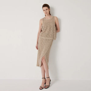 VILZSTUDIOS Luxury Linen Skirt with Hollow Out