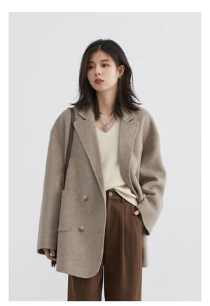 VILZSTUDIOS Chic Woolen Double Breasted Coat