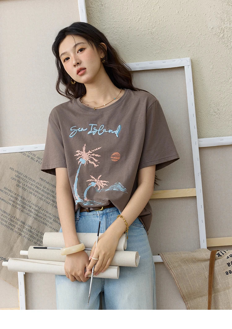 VILZSTUDIOS Loose Fit Summer Print T-Shirt